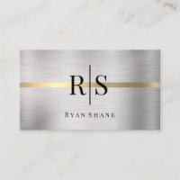 Schwarze Monogramm und Name, gebürstetes Silber un