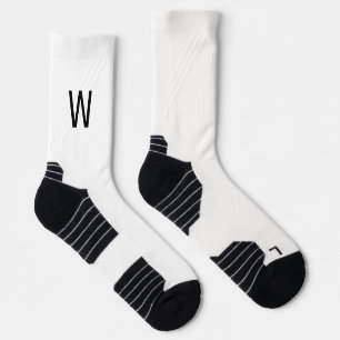 Schwarze Monogramm weiße Socken