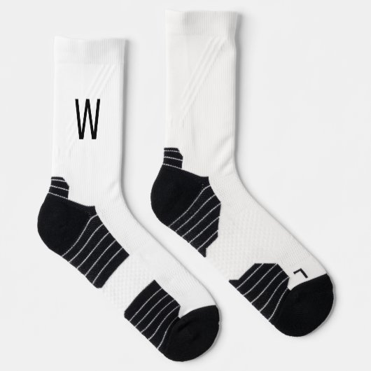 Schwarze Monogramm weiße Socken (Rechts)