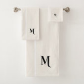 Schwarze Monogramm weiße Streifen Elfenbeincreme Badhandtuch Set (Insitu)