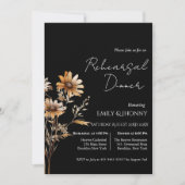 Schwarze Monogramm-Wildblume Probe Abendessen Einladung (Vorderseite)