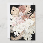 Schwarze Monogramm Wreath Pampas Grass Floral Trop Einladung (Rückseite)