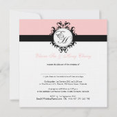 Schwarze Monogramme Damaske auf Linde Einladung (Rückseite)