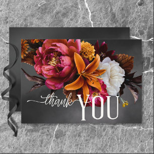 Schwarze Moody Gothic Orange Lilien Hochzeit Dankeskarte