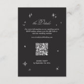 Schwarze Moody-Hochzeitsdetails-QR-Code Begleitkarte (Vorderseite)