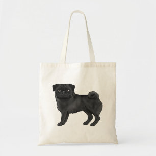 Schwarze Mops-Hunderasse-Design Süße Illustration Tragetasche