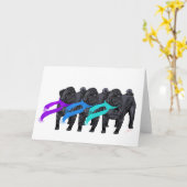 Schwarze Mops in Scarves Karte (Gelbe Blume)