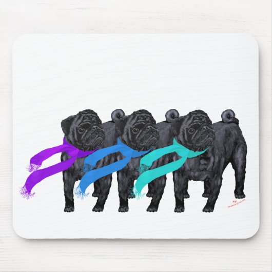 Schwarze Mops in Scarves Mousepad (Vorne)