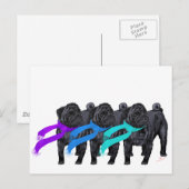 Schwarze Mops in Scarves Postkarte (Vorne/Hinten)