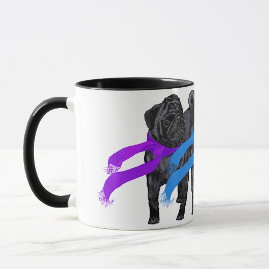Schwarze Mops in Scarves Tasse (Links)