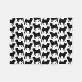 Schwarze Mops-Silhouette - einfacher vektorentwurf Fleecedecke (Vorderseite (Horizontal))