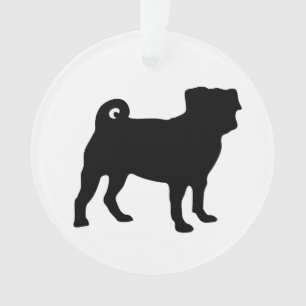 Schwarze Mops-Silhouette - einfacher vektorentwurf Ornament