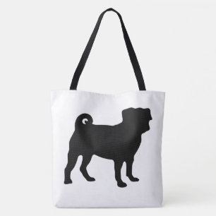 Schwarze Mops-Silhouette - einfacher vektorentwurf Tasche
