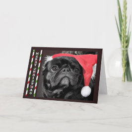 Schwarze Mops-Weihnachtskarte Feiertagskarte