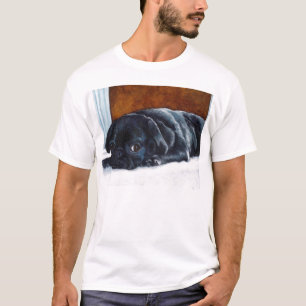 Schwarze Mops-Welpen-T - Shirts