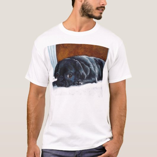 Schwarze Mops-Welpen-T - Shirts (Vorderseite)