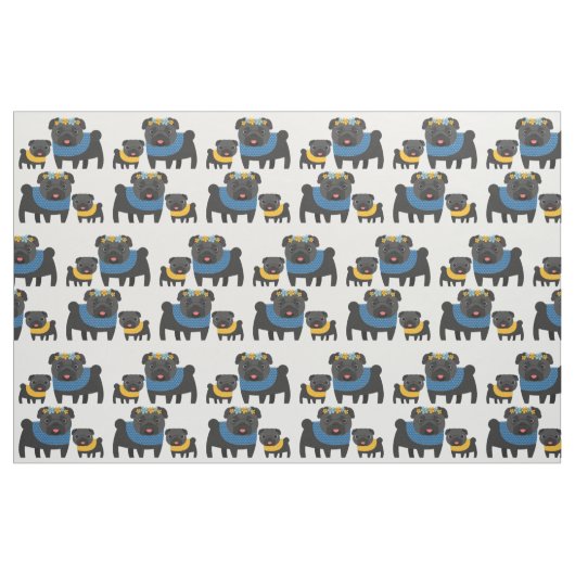 Schwarze Möpsen 2 Stoff (Fat Quarter (45,7 x 55,9 cm))