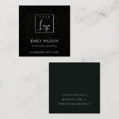 Schwarze Mosaik Textur Ohrring-Display-Tag Quadratische Visitenkarte (Vorne/Hinten)