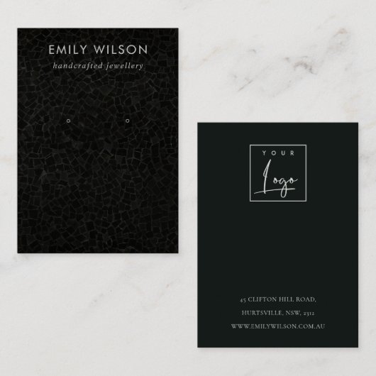 Schwarze Mosaik Textur Stuhl Ohrring Display Karte (Vorne/Hinten)