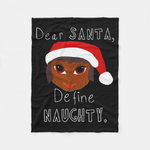 Schwarze Mrs Claus Santa definiert unartig Schwarz Fleecedecke