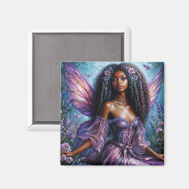 Schwarze Mühle mit Lila Flügeln und Blume Magnet