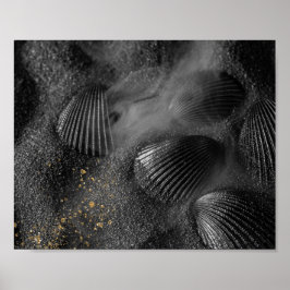 Schwarze Muscheln und tropische Kunst Poster