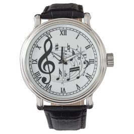 Schwarze Musical-Notizen in Oval Form Designer-Uhr Armbanduhr