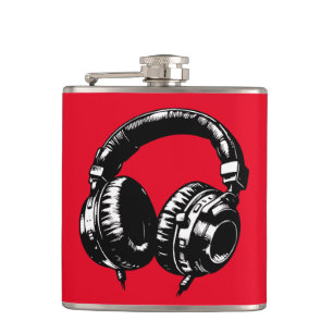 Schwarze Musik Kopfhörer DJ Flachmann