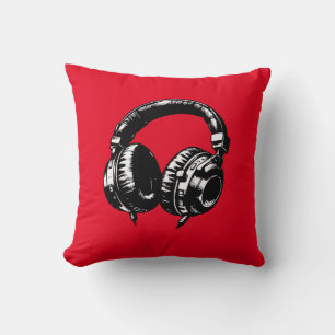 Schwarze Musik Kopfhörer DJ  Kissen