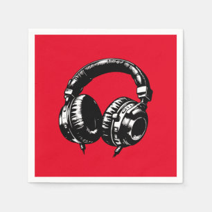 Schwarze Musik Kopfhörer Tanz DJ Geburtstagsfeier Serviette