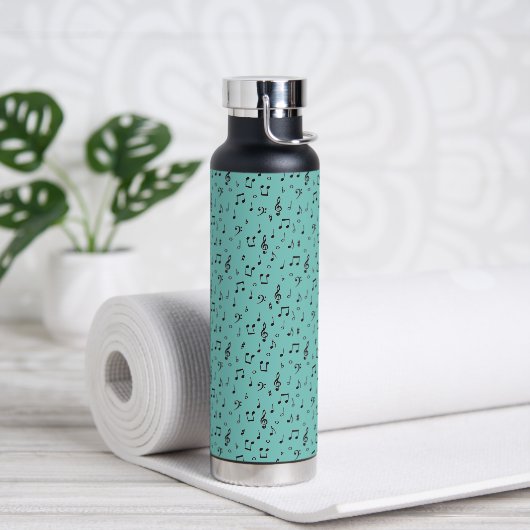 Schwarze Musik Trinkflasche (Yoga)