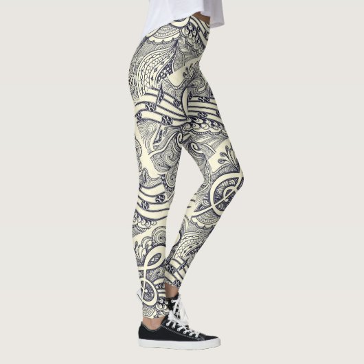 Schwarze musikalische Anmerkungen und Symbole an Leggings (Rechts)