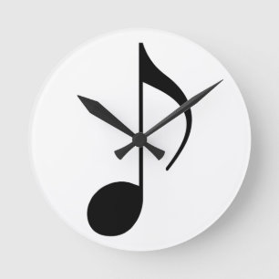 schwarze musikalische Note Runde Wanduhr