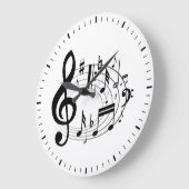Schwarze musikalische Noten in Oval-Form Große Wanduhr (Winkel)