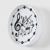 Schwarze musikalische Noten in Oval-Form Uhr (Winkel)