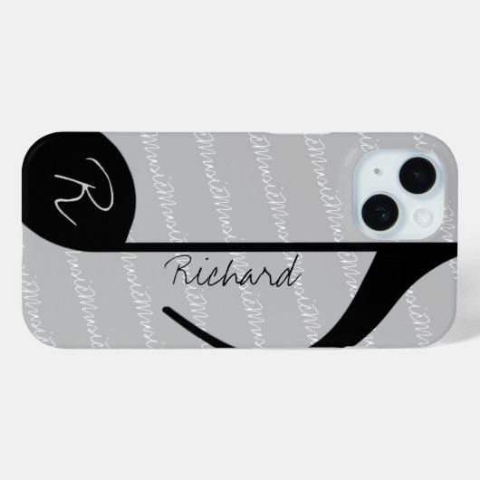 Schwarze Musiknote mit individuelle Name Case-Mate iPhone Hülle (Rückseite (Horizontal))