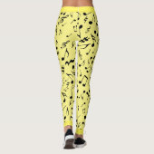 Schwarze Musiknoten auf Gelb (oder Ihr Col) Leggings (Rückseite)