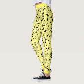 Schwarze Musiknoten auf Gelb (oder Ihr Col) Leggings (Links)