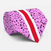 Schwarze Musiknoten auf PINK Krawatte (Gerollt)