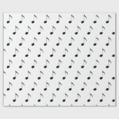 Schwarze Musiknoten auf Weiß Geschenkpapier (Flach)