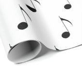 Schwarze Musiknoten auf Weiß Geschenkpapier (Rolleneckpunkt)
