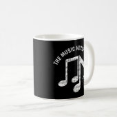 Schwarze Musiknoten Kaffeetasse (VorderseiteRechts)