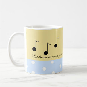 Schwarze Musiknoten mit musikalischen Sprüchen Kaffeetasse
