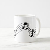 Schwarze Musiknotizen auf einer Skala Kaffeetasse (VorderseiteRechts)