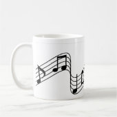 Schwarze Musiknotizen auf einer Skala Kaffeetasse (Links)