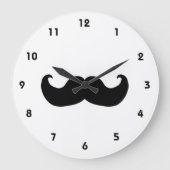 Schwarze Mustache Wanduhr mit Zahlen (Vorderseite)