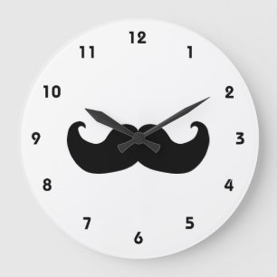 Schwarze Mustache Wanduhr mit Zahlen
