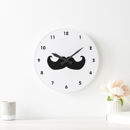 Schwarze Mustache Wanduhr mit Zahlen (Zuhause)