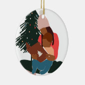 Schwarze Mutter/Sohn Weihnachten Keramik Ornament (Rechts)