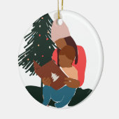 Schwarze Mutter/Sohn Weihnachten Keramik Ornament (Links)